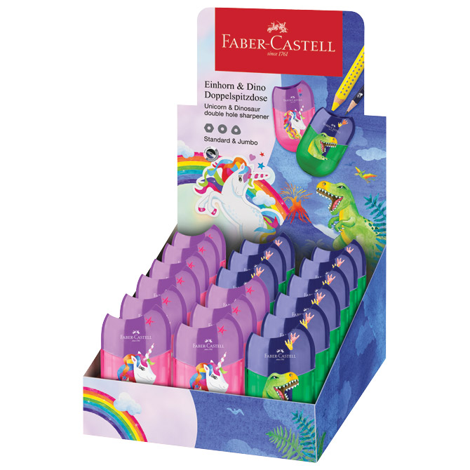 Šiljilo pvc s pvc kutijom 2rupe Unicorn i Dino pk18 Faber Castell 183551 sortirano Cijena