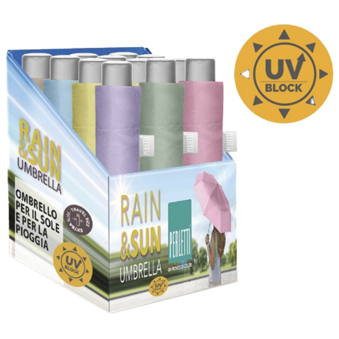 Kišobran ručni sklopivi (RAIN&SUN) Extra Slim UV50+Time Perletti 26409 sortirano Cijena