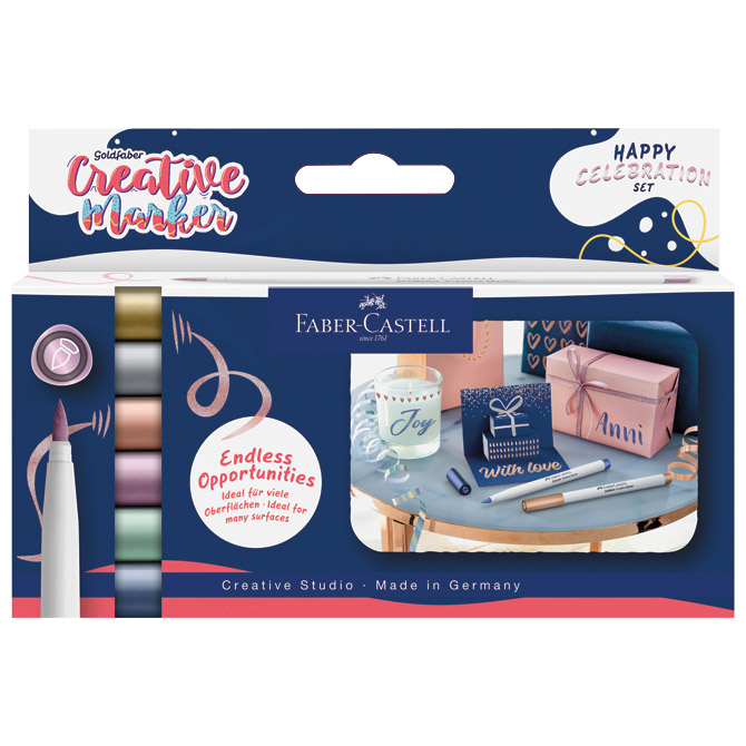 Marker permanentni dekorativni brush Metalic pk6 Faber Castell 161006 sort blister Cijena
