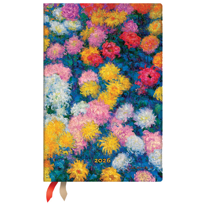 Planer tjedni 2026-9,5x14cm-mini horizontalni s gumicom Monet’s Chrysanthemums Paperblanks DE0732-7 Cijena