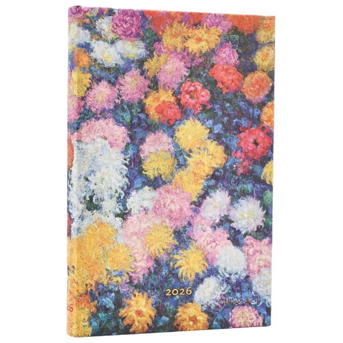 Planer tjedni 2026-9,5x14cm-mini horizontalni s gumicom Monet’s Chrysanthemums Paperblanks DE0732-7 Cijena