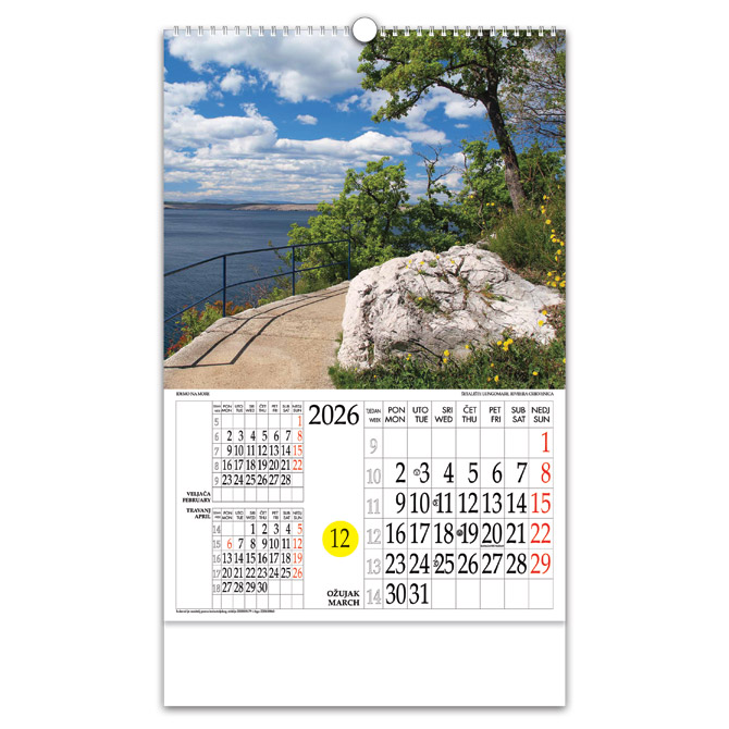 Kalendar “Idemo na more” s rotacijskim krugom, spirala, Nikoprom Cijena