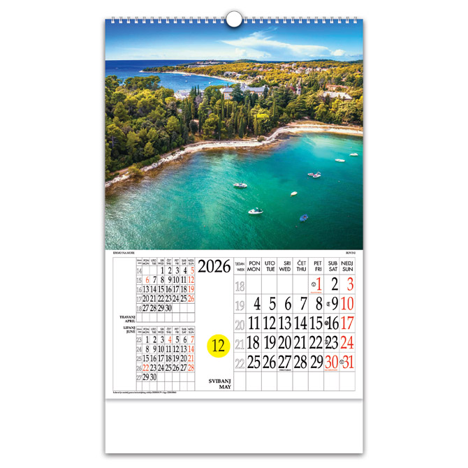 Kalendar “Idemo na more” s rotacijskim krugom, spirala, Nikoprom Cijena