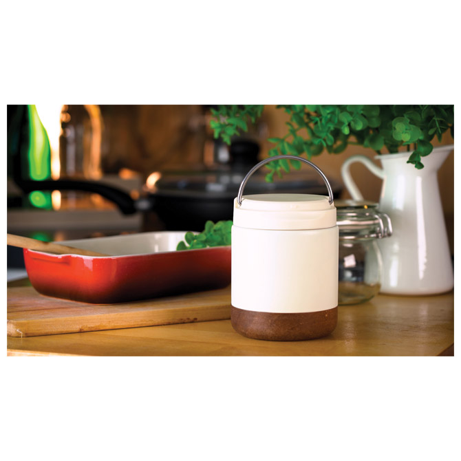 Posuda termo MoLu Porto Cervo 3983 metalna s drvenim podnožjem 400ml bijela Cijena