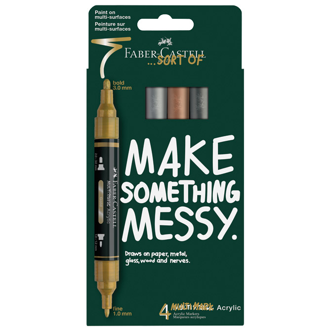 Marker akrilni obostrani Multimarker Faber Castell 186004/4boje metalic blister Cijena