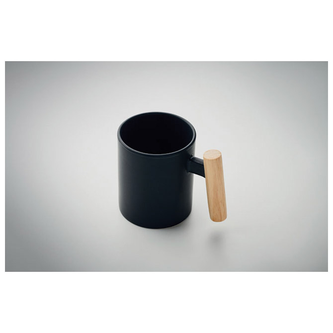 Šalica keramička 320ml Crenate sa drvenom drškom crna Cijena