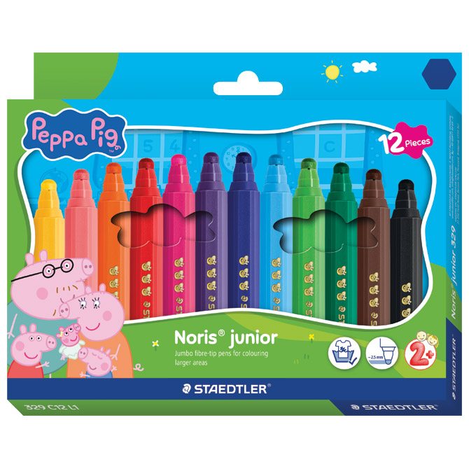 Flomaster školski 12boja jumbo Noris Junior Peppa Pig Staedtler 329 C12 L1 Cijena