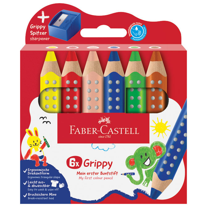 Boje drvene 6boja Jumbo XXL Grippy 3u1+šiljilo Faber Castell 110635 blister Cijena