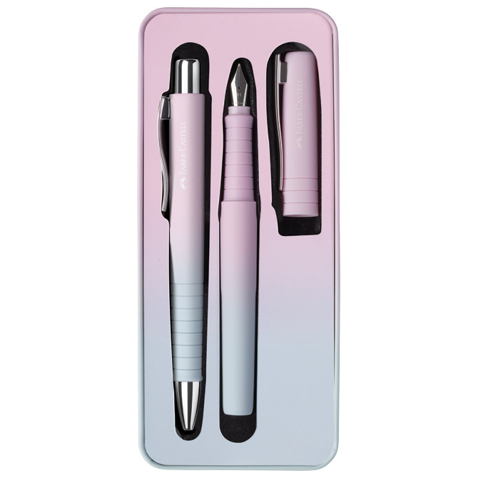 Garnitura olovka kemijska+nalivpero Poly Flow u met.kut. Faber Castell 241054 svijetloplava-svijetlo Cijena