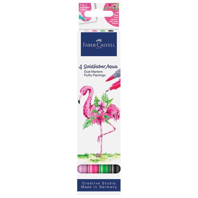 Marker obostrani akvarel  4 boje Flamingo Goldfaber Faber Castell 164507 sortirano blister Cijena