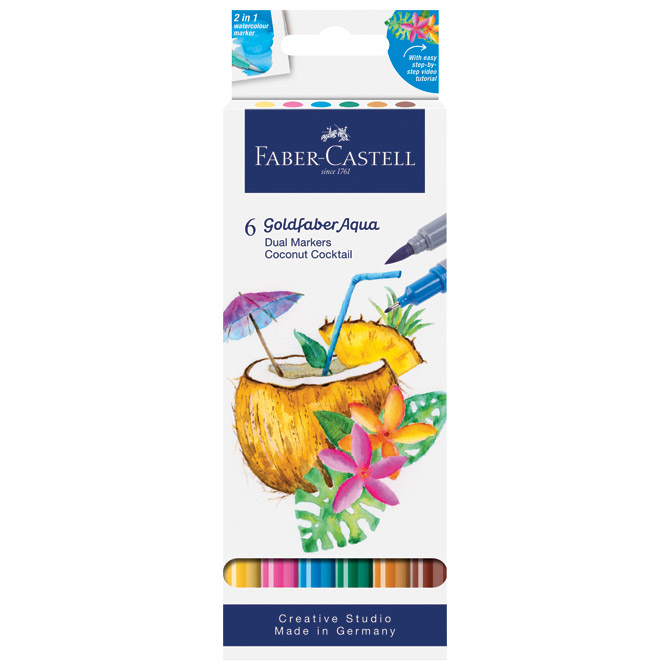 Marker obostrani akvarel  6 boja Coconut Goldfaber Faber Castell 164509 sortirano blister Cijena