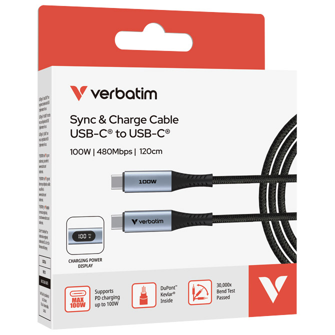 Kabel magnetski s zaslonom USB-C na USB-C 100W 120 cm Verbatim 31848 crni Cijena