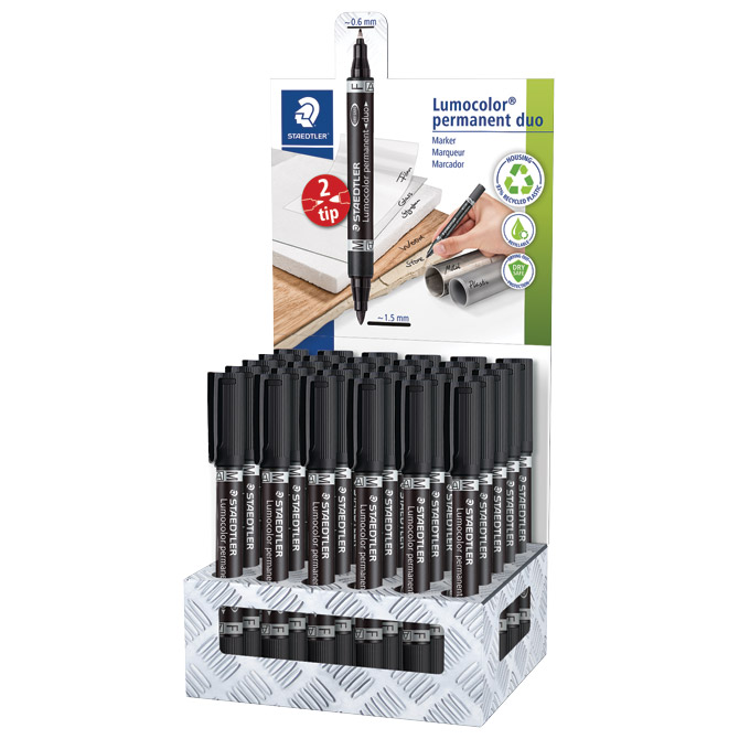 Stalak s markerima permanentnim obostrani 0,6 i 1,5mm Lumocolor pk30 Staedtler 348-9 CA30 crni Cijena