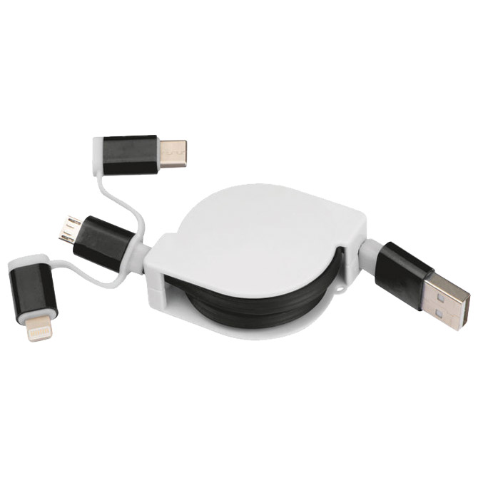 Kabel za punjenje uvlačni USB sa 3 konektora Macma 2165203 crni Cijena