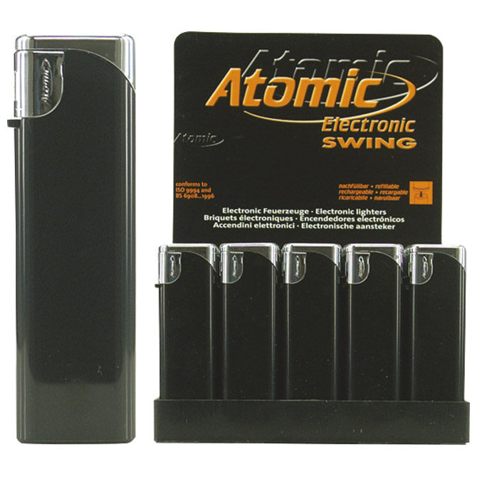 Upaljač elektronski sjajni Atomic Swing crno/srebrni Cijena