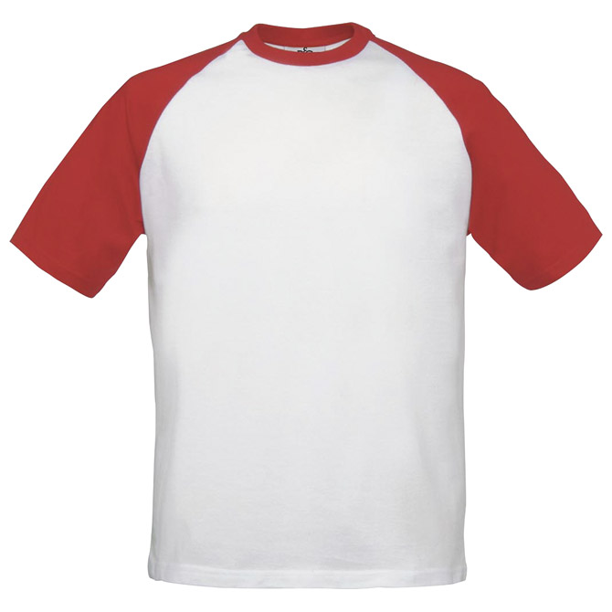 Majica kratki rukavi B&C Base-Ball bijela/crvena M!! Cijena