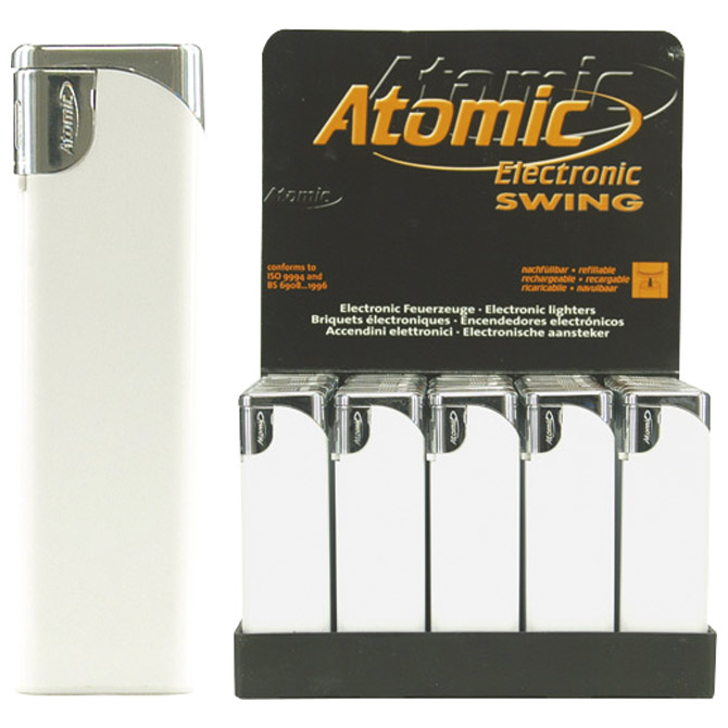 Upaljač elektronski sjajni Atomic Swing bijelo/srebrni Cijena