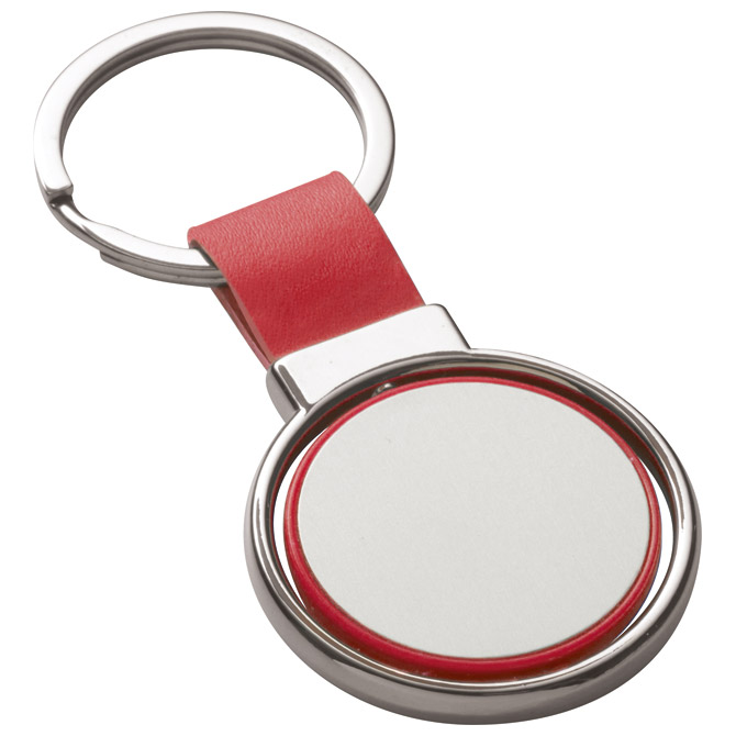 Privjesak za ključeve metalni - umjetna koža crveni Cijena