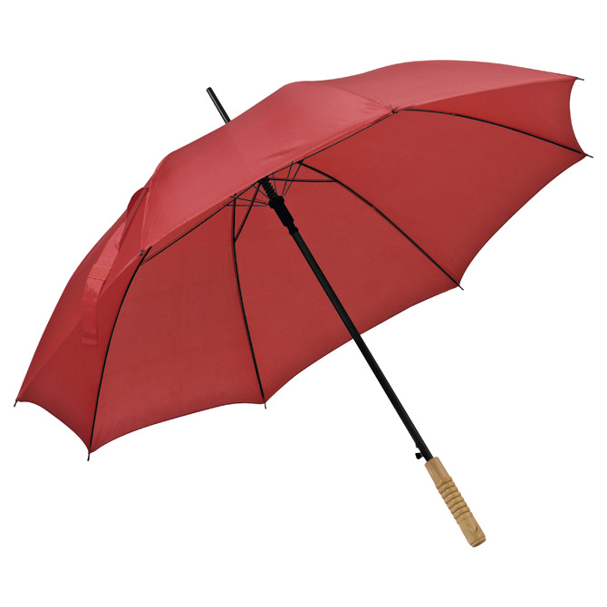 Kišobran automatik s drvenom drškom crveni Cijena