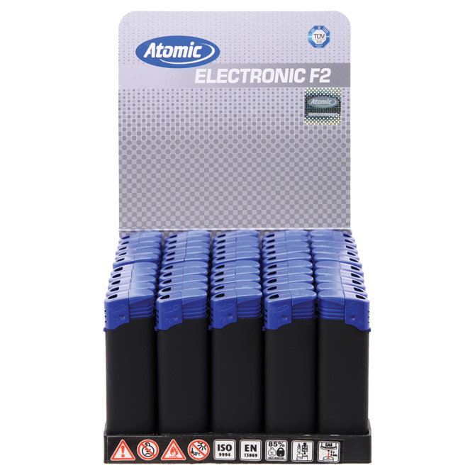 Upaljač elektronski gumirani mat Atomic F2 Rubber crno/plavi Cijena